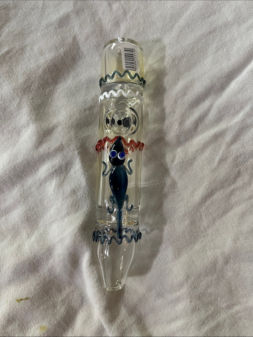 Handmade Clear Glass Steamroller  with Blue Lizard Accent